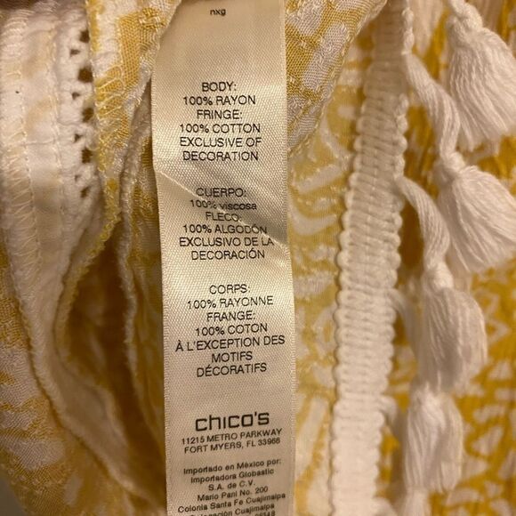 Chicos Weekend Womens Sunny Mosaic Cold-Shoulder Top 3/4 Sleeve Size 2 Medium - Picture 9 of 9